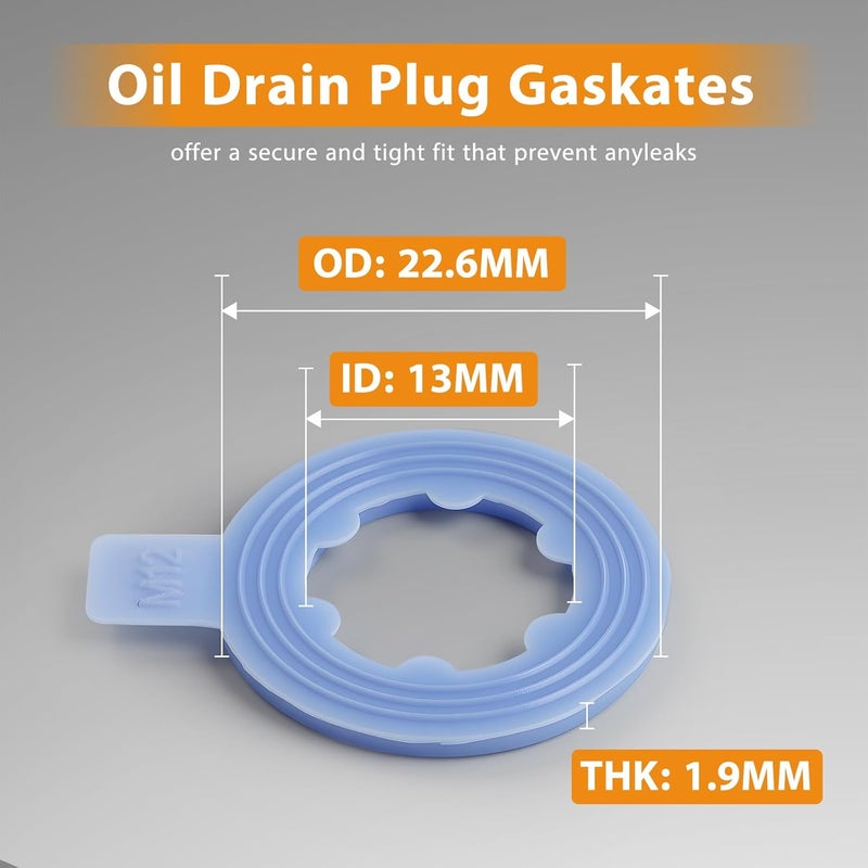 DEEFILL 50 PCS Nylon Rib Oil Drain Plug Gasket, Fits M12 Replace 097-116CD, 097-116 - Image 4